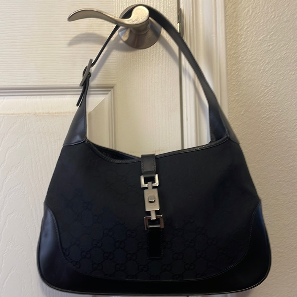 VINTAGE GUCCI JACKIE-O MONOGRAM CANVAS HOBO BAG